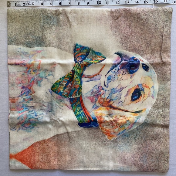 1Pc Colorful Abstract Art Portrait of Cute Labrador Linen Throw Pillow Cover - Picture 3 of 5